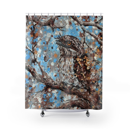 Tawny Frogmouth Bird Shower Curtain - Unique Nature Art Design