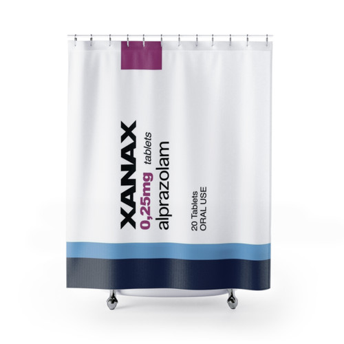 XANAX Shower Curtains with Retro Meme Design
