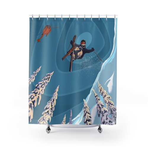 Retro Ski Jumper Shower Curtain