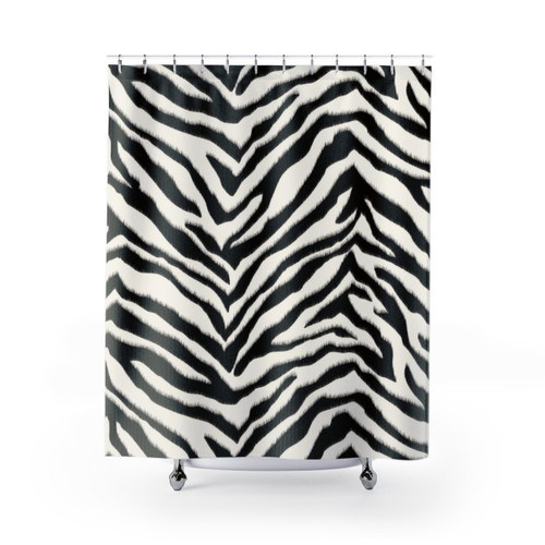 Zebra print shower curtains with a mafia chic style
