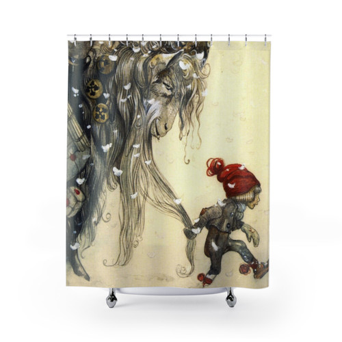 Yule Goat John Bauer Christmas Shower Curtain