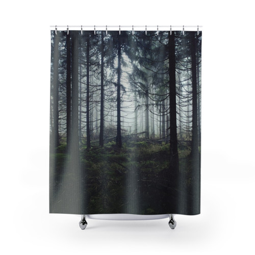 Enchanted Forest Shower Curtain with Nightwalker in Ghostwood Design