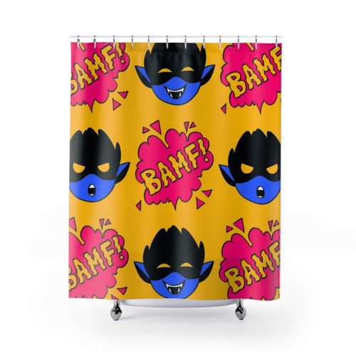 BAMFS Pattern Shower Curtains featuring X-Men Marvel Comics characters