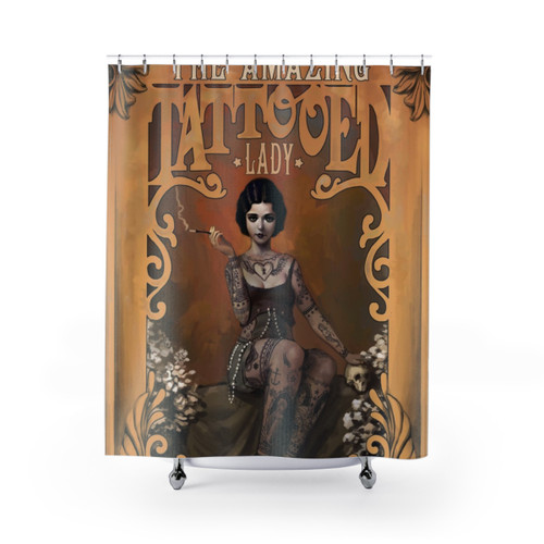 Vintage Circus Tattooed Lady Shower Curtain