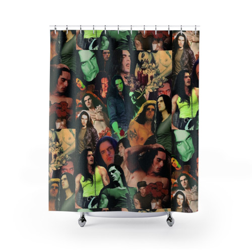 Dark Gothic Shower Curtain with Peter Steele Collage Art