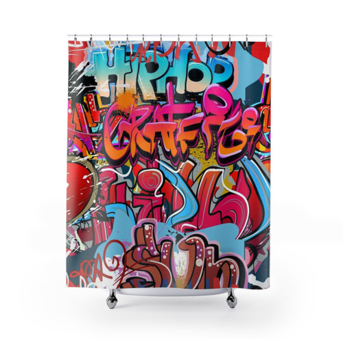 Graffiti Shower Curtains with Vibrant Abstract Design