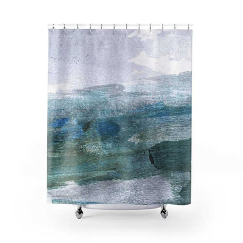 Minimalist Abstract Seascape Watercolor Painting Shower Curtains