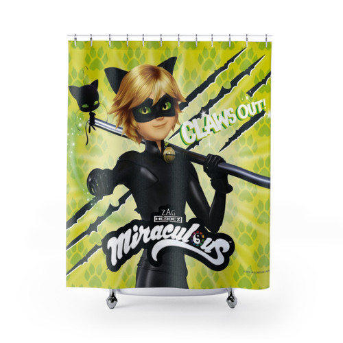 Miraculous Ladybug Cat Noir Claws Out Shower Curtain