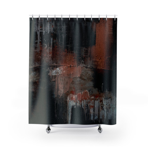 Abstract Black and Orange Shower Curtain