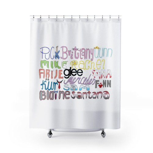 Glee-themed name art shower curtains