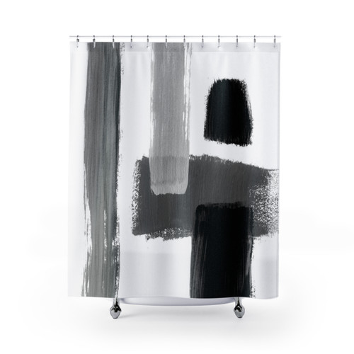 Abstract black and white shower curtain