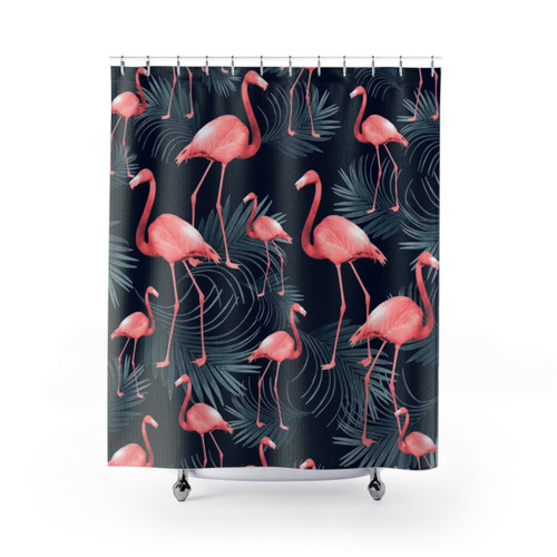 Tropical Flamingo Palm Shower Curtains