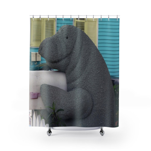 Manatee Mailbox Shower Curtains for Coastal Bathroom Decor