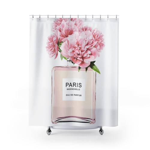 Scandinavian Peony Flower Print Shower Curtain