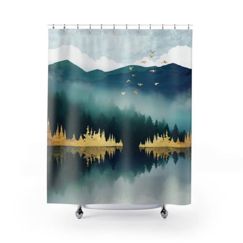 Mist Reflection Shower Curtains featuring a nature-inspired design