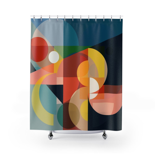Mid Century Abstract Design Shower Curtains
