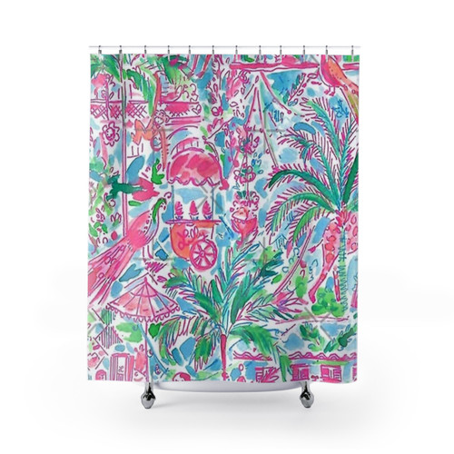 Lilly Pulitzer Inspired Classic Sea Vibe Shower Curtain