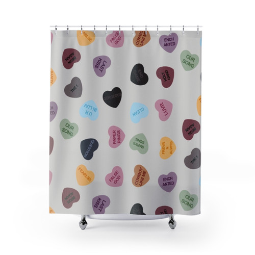Eras Candy Hearts Shower Curtain - Fandom Home Decor