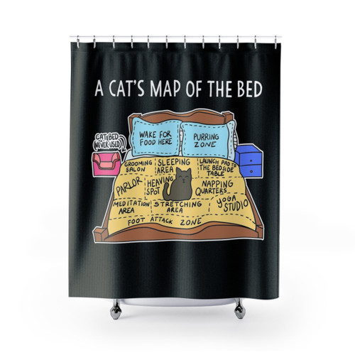 Funny Cats Map of the Bed Shower Curtain