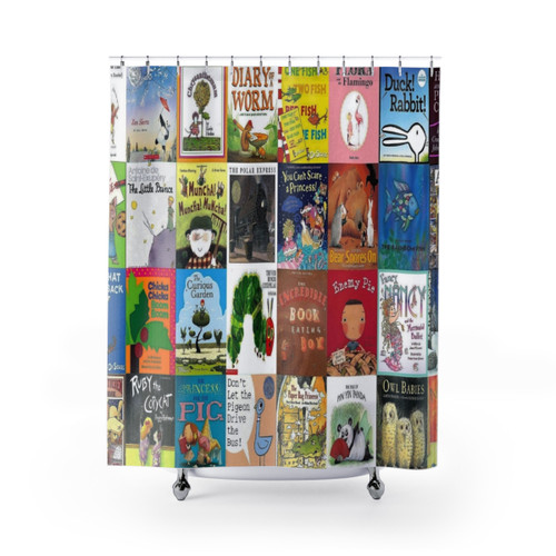 Children's book cover-themed shower curtain
