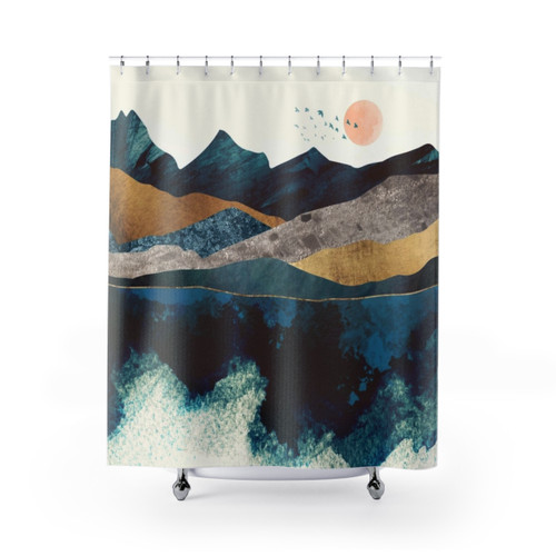 Blue Mountain Reflection Shower Curtains