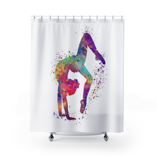 Colorful watercolor gymnastics shower curtain