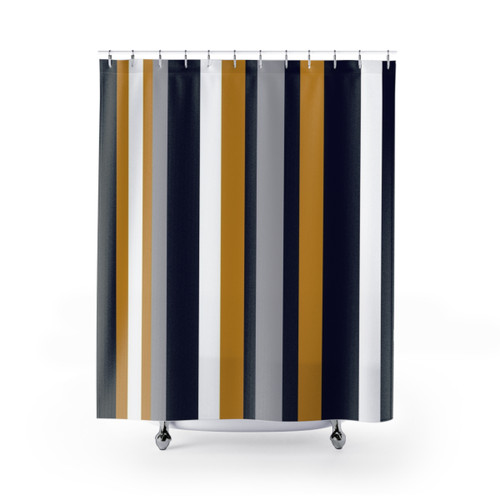 Modern striped shower curtains with minimalist color block design