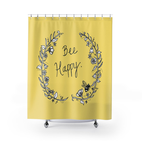 Bee Happy Floral Shower Curtain