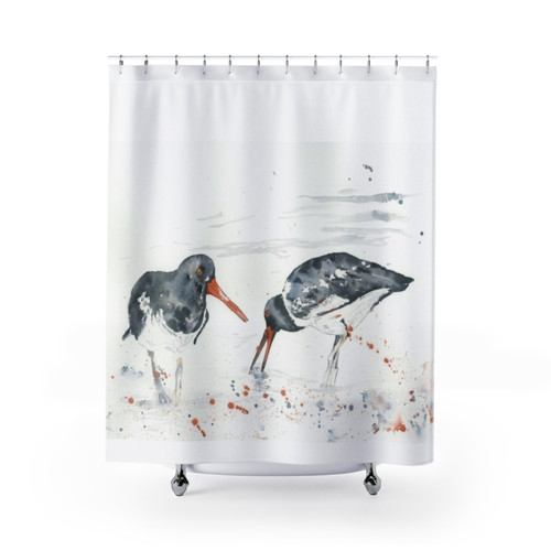 Oystercatcher Watercolor Shower Curtain