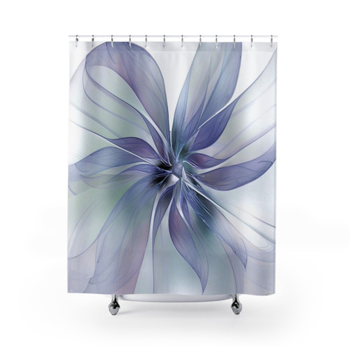 Periwinkle Blue Floral Shower Curtain