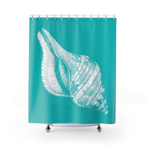 Aqua Blue Seashell Shower Curtain