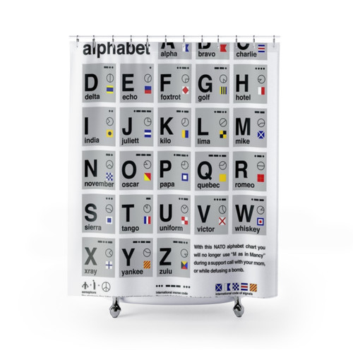 NATO Phonetic Alphabet Shower Curtains - Unique Bathroom Decor