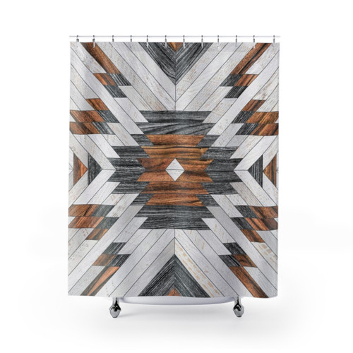 Tribal Pattern Wood Shower Curtains