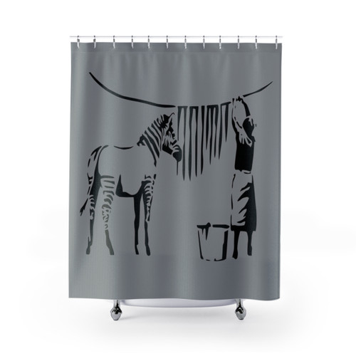 Banksy Zebra Print Shower Curtains