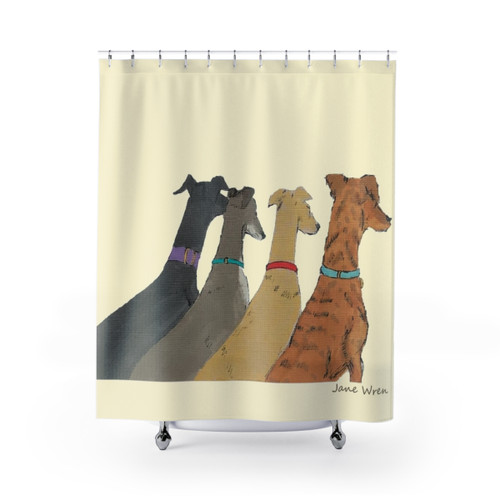 Greyhound Shower Curtains by Jane Wren Art