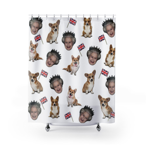 Queen Elizabeth Corgis Pattern Shower Curtains