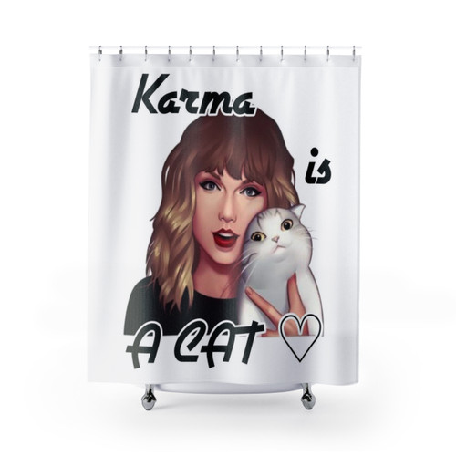 Taylor Swift Midnights Karma Cat Shower Curtain