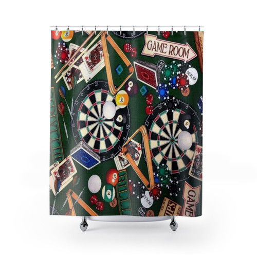Game Room Billiards and Darts Shower Curtain