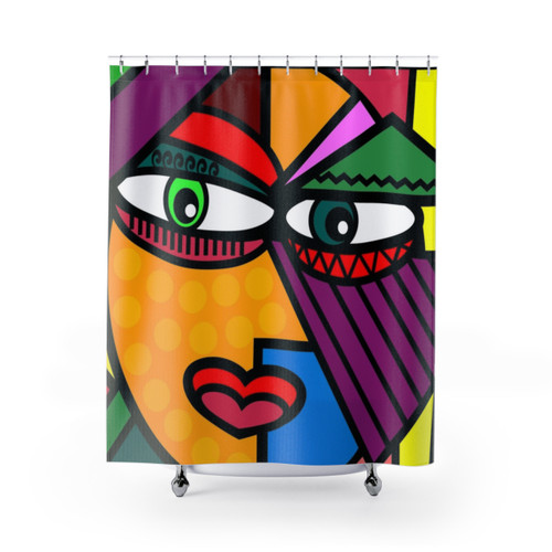 Funky Abstract Face Shower Curtains