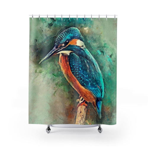 Colorful Kingfisher Bird Shower Curtain