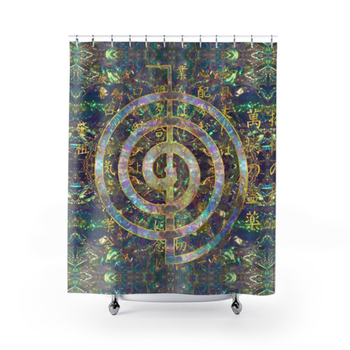 Gold Mandala Reiki Symbol Shower Curtain
