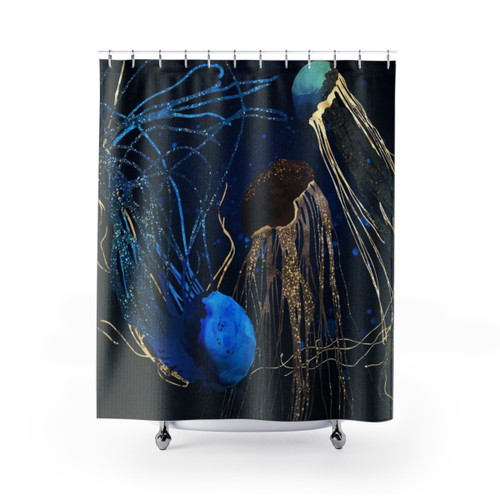 Metallic Jellyfish Shower Curtains