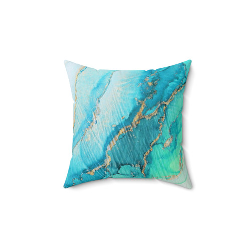 Turquoise Aqua Gold Abstract Decorative Pillow
