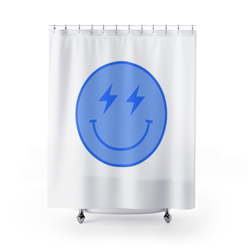 Blue Preppy Smiley Shower Curtains