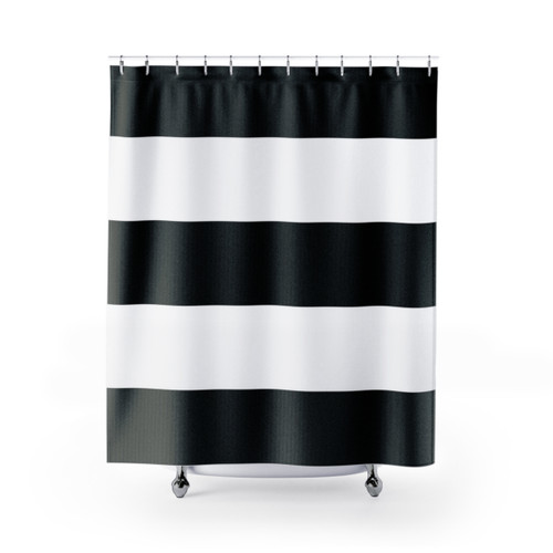 Black and White Striped Shower Curtain