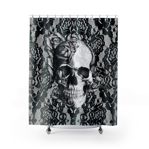 Gothic Lace Skull Shower Curtain