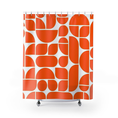 Minimal Geometric Shapes Shower Curtain with Abstract Art Design