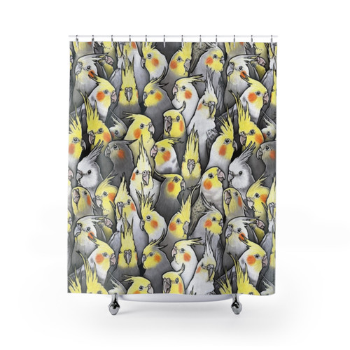 Cockatiel Print Shower Curtains - Cute Bird Bath Decor