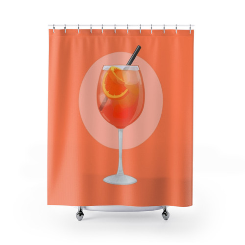 Aperol Spritz Shower Curtain - Citrus Cocktail Decor