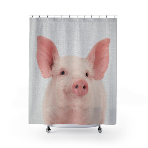 Colorful Pig Shower Curtain - Farmhouse Decor
